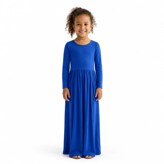 vestido-longo-infantil-para-festas-e-verao-frente-crianca-azul