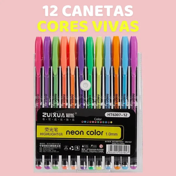 12 Canetas coloridas - Vitrine Plaza