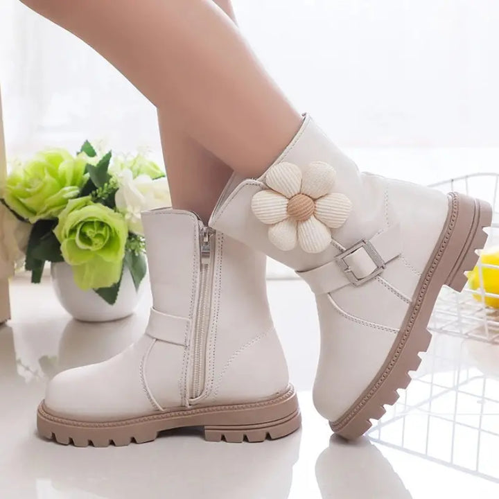Bota-infantil-feminina-de-cano-alto-branca-com-zíper-para-meninas-Princesa-Vitrine-Plaza