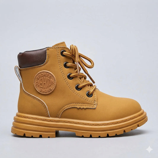 Coturno-Infantil-Masculino-com-cadarsos-Amarelo-de-couro-Vitrine-Plaza