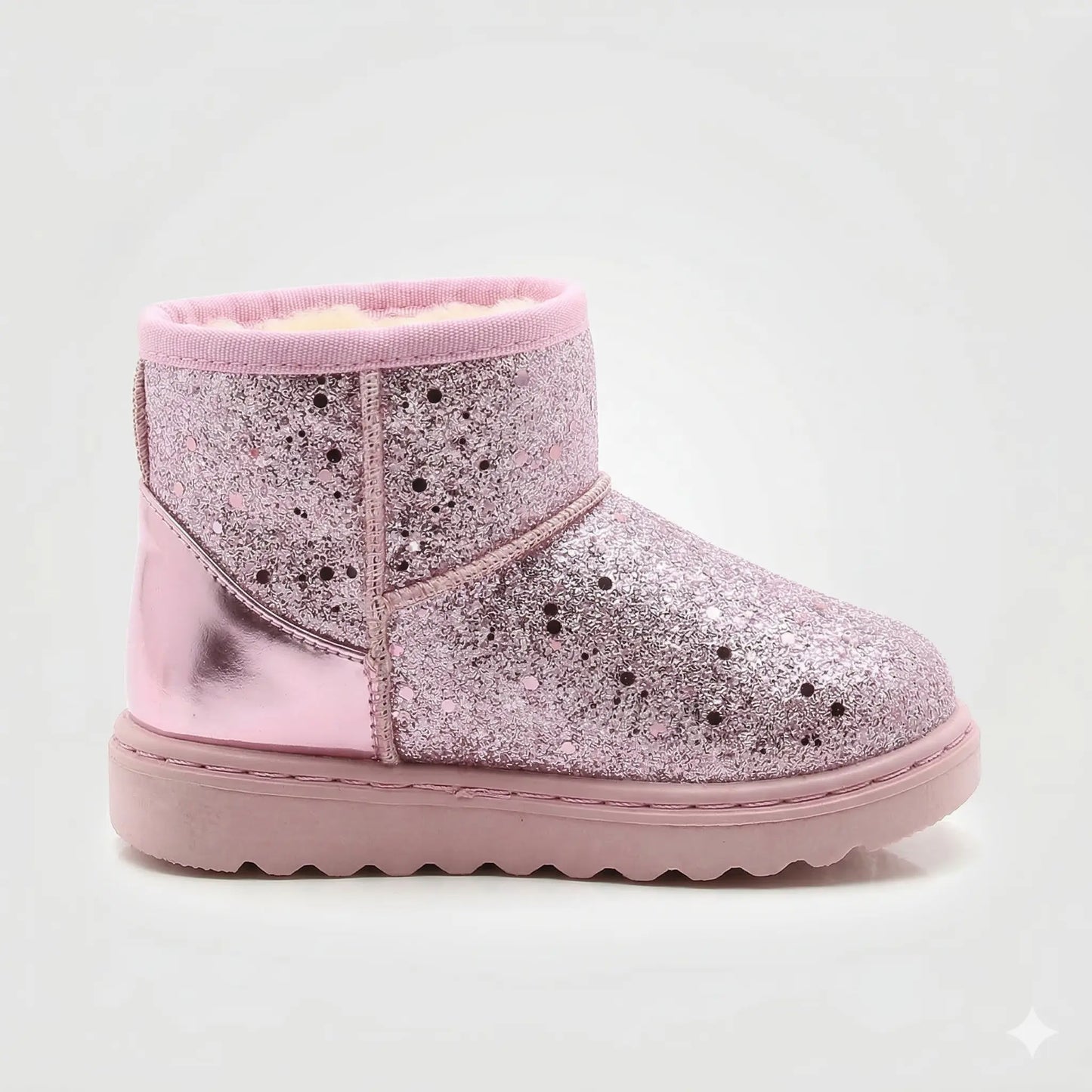 Bota-infantil-Menina-rosa-com-glitter-revestida-para-o-inverno-Carol-Vitrine-Plaza