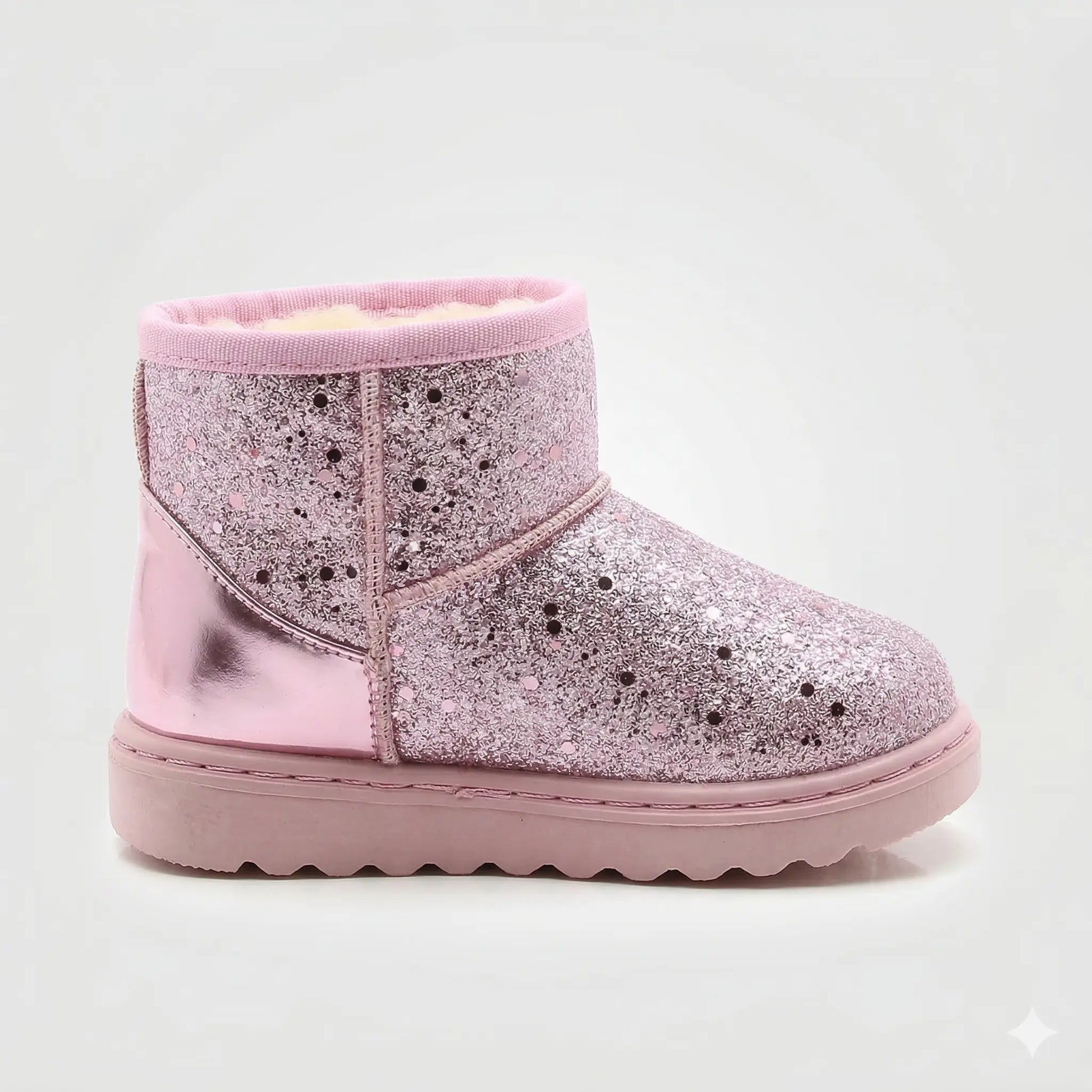 Bota-infantil-Menina-rosa-com-glitter-revestida-para-o-inverno-Carol-Vitrine-Plaza