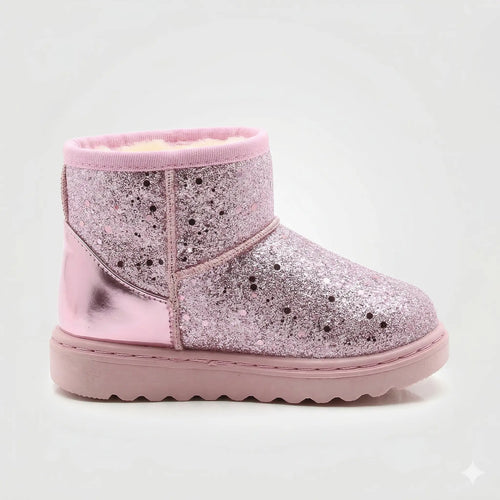 Bota-infantil-Menina-rosa-com-glitter-revestida-para-o-inverno-Carol-Vitrine-Plaza