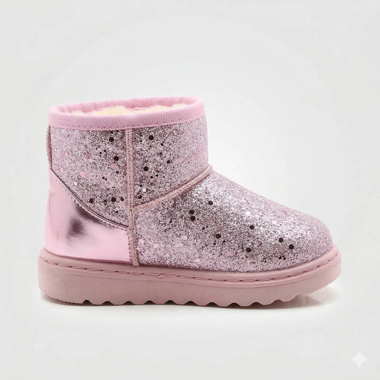 Bota-infantil-Menina-rosa-com-glitter-revestida-para-o-inverno-Carol-Vitrine-Plaza