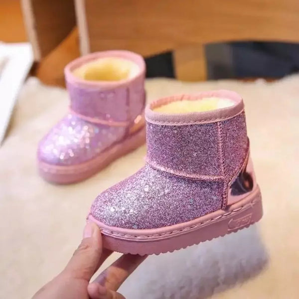 Bota-infantil-feminina-rosa-com-glitter-revestida-para-o-inverno-Carol-Vitrine-Plaza