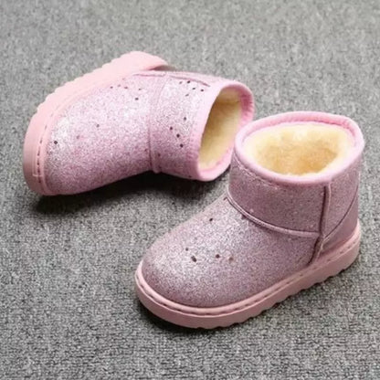 Botinha-infantil-feminina-rosa-com-glitter-revestida-para-o-inverno-de-couro-Carol-Vitrine-Plaza