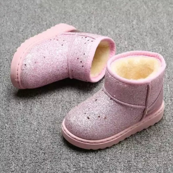 Botinha-infantil-feminina-rosa-com-glitter-revestida-para-o-inverno-de-couro-Carol-Vitrine-Plaza