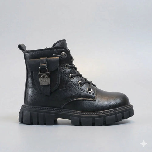 Bota-infantil-feminina-preta-modelo-coturno-de-couro-Vintage-com-cano-alto-Vitrine-Plaza
