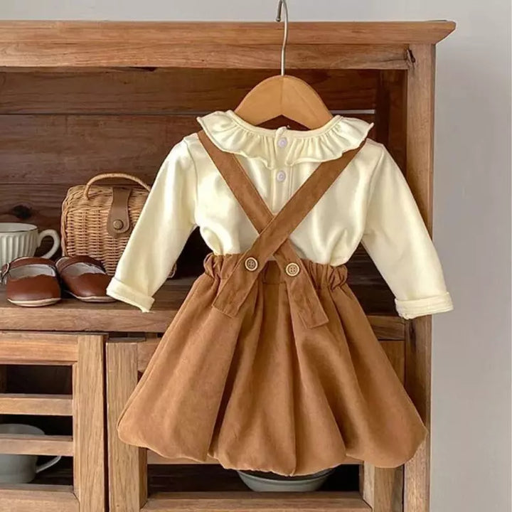 Conjunto-Infantil-Feminino-com-Vestido-infantil-festa-Lolly-marrom-Vitrine-Plaza