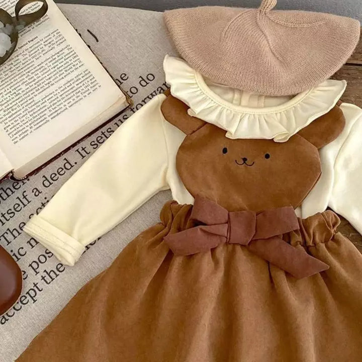 Conjunto-Feminino-infantil-com-Vestido-infantil-festa-Lolly-marrom-Vitrine-Plaza