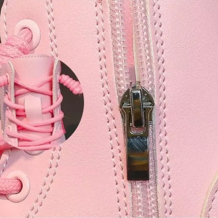 Coturno-infantil-feminino-de-couro-rosa-lary-para-meninas-com-zíper-estiloso-Vitrine-Plaza