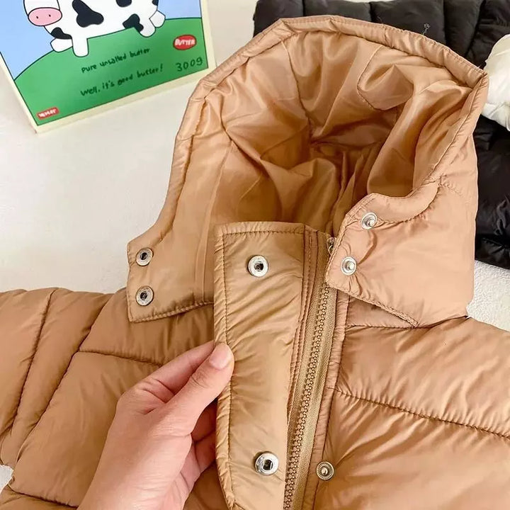 Jaqueta-puffer-infantil-masculina-marrom-touca-reforçada-lore-Vitrine-Plaza
