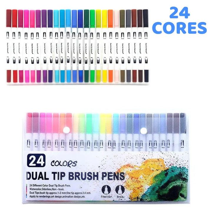 Kit de Canetinhas Duas Pontas 24 cores