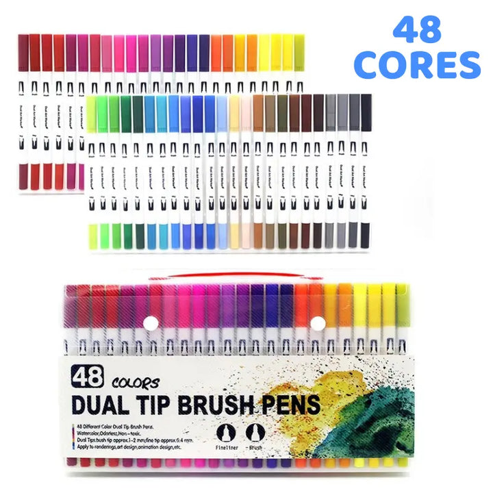 Kit de Canetinhas Duas Pontas 48 cores