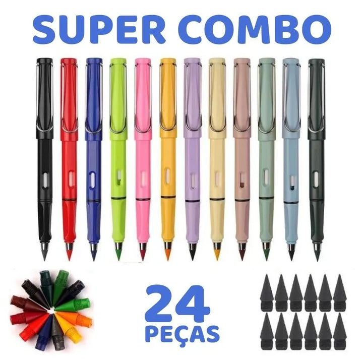 Super combo de Lapis infinito com 24 peças - Vitrine Plaza