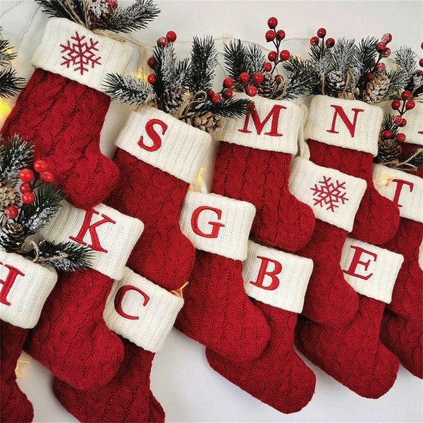 Meia de decoração de arvore de natal com inicial do nome 