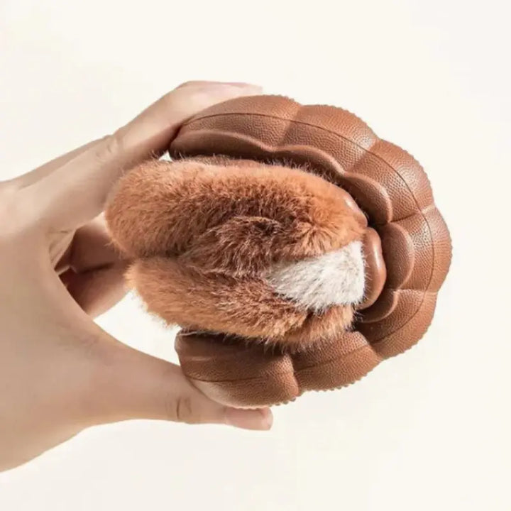Pantufa-infantil-menino-marrom-de-ursinho-de-algodão-estilosa-Vitrine-Plaza