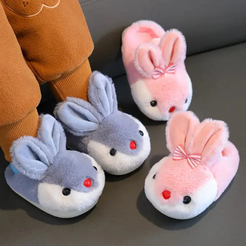 Pantufa-Infantil-de-Algodão-coelhinho-cinza-para-meninos-e-meninas-para-o-inverno-estilosa-Vitrine-Plaza