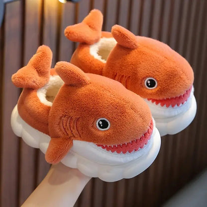 Pantufa-infantil-de-tubarão-laranja-em-algodão-Vitrine-Plaza