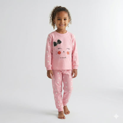 Pijama-infantil-feminino-manga-longa-rosa-cat-lily-Vitrine-Plaza