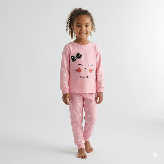 Pijama-infantil-feminino-manga-longa-rosa-cat-lily-Vitrine-Plaza