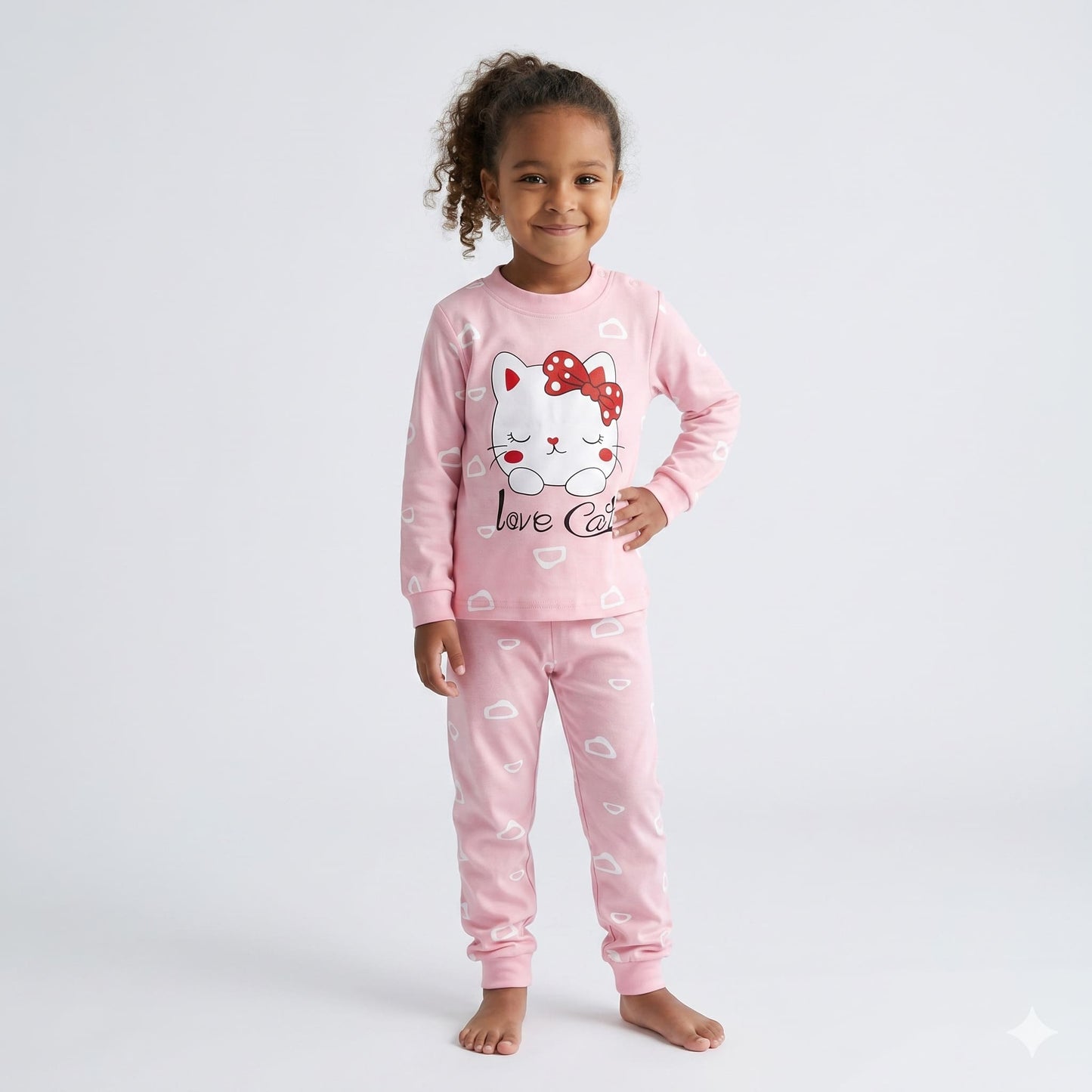 Pijama-Infantil-inverno-de-algodão-com-mangas-longas-love-cat-Vitrine-Plaza