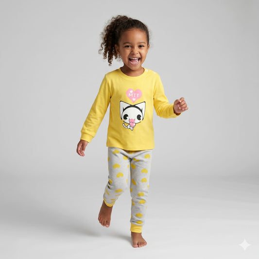 Pijama-infantil-feminino-amarelo-de-inverno-love-mit-Vitrine-Plaza