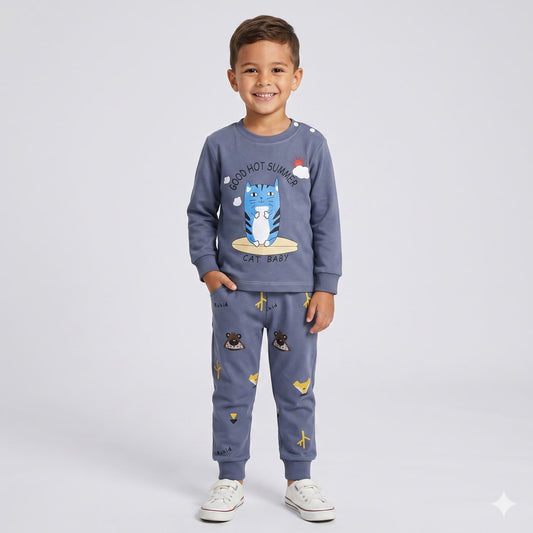Pijama-infantil-masculino-azul-de-inverno-cat-baby'-Vitrine-Plaza