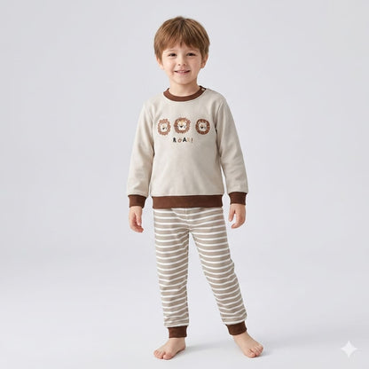 Pijama-infantil-masculino-marrom-de-inverno-roar-Vitrine-Plaza