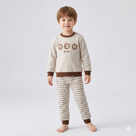 Pijama-infantil-masculino-marrom-de-inverno-roar-Vitrine-Plaza