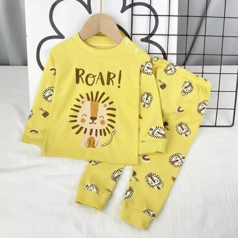 Pijama-Infantil-Menino-de-algodão-para-o-Inverno-com-mangas-longas-e-calça-Roar-Vtirine-Plaza