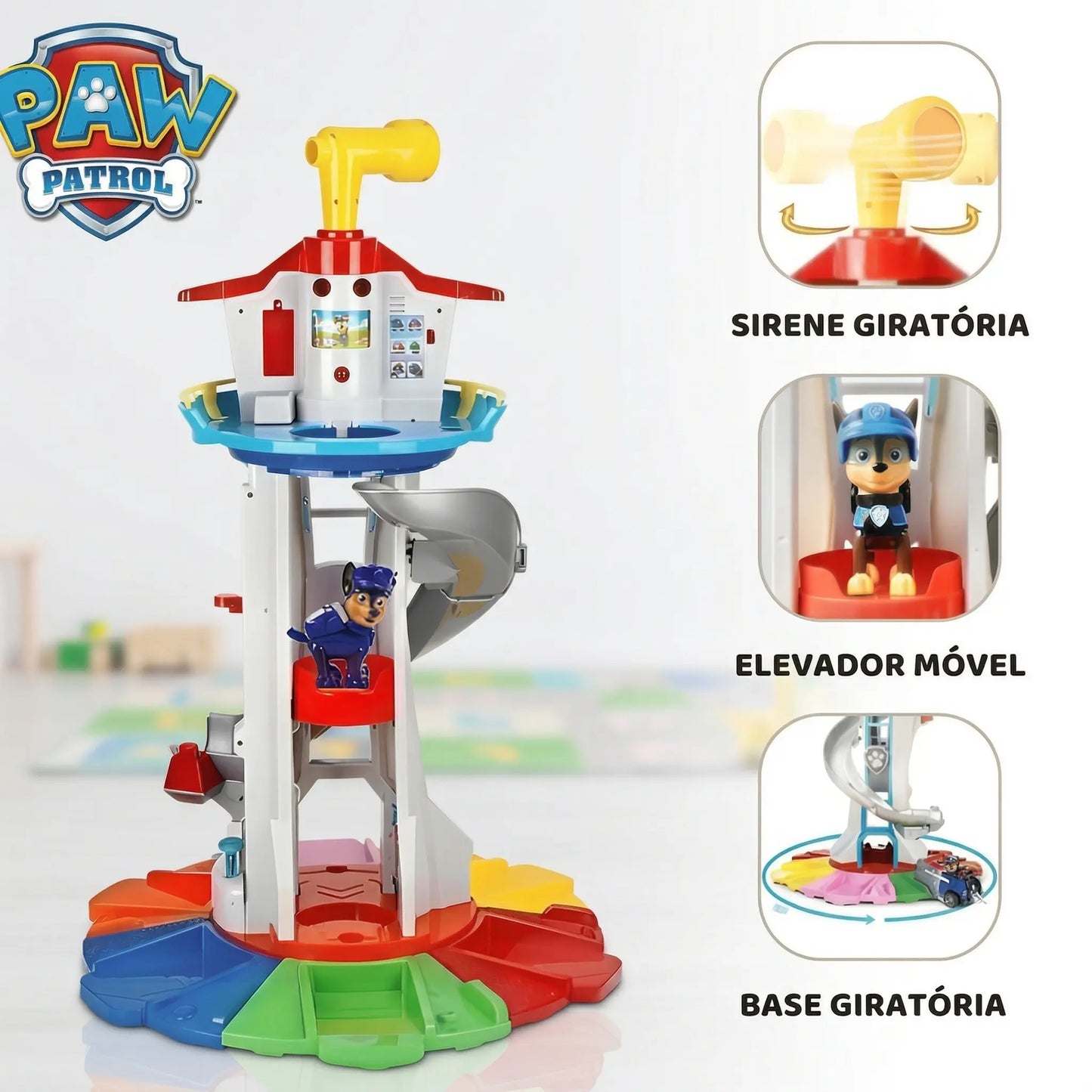 Farol-da-Patrulha-Canina-com-9-Carrinhos-e-elevador-movel-Vitrine-Plaza