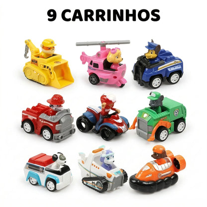 Brinquedo Patrulha Canina com 9 carrinhos temáticos