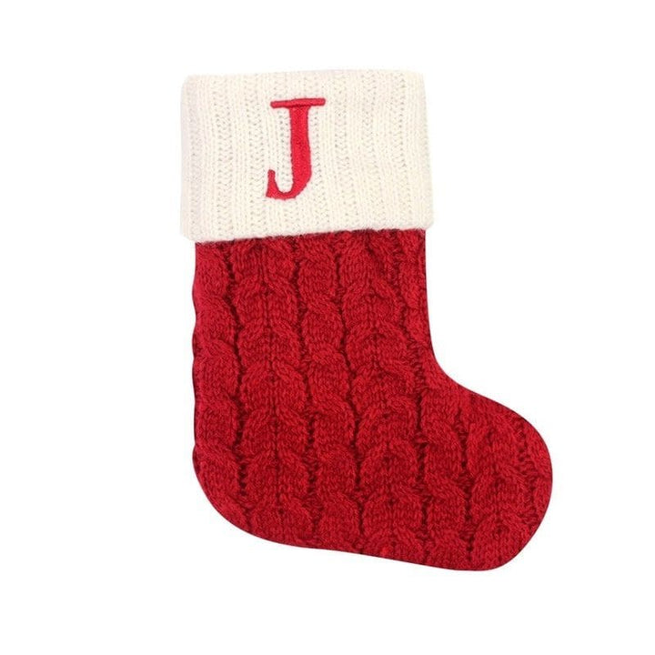 Meia de decoração de arvore de natal Letra J