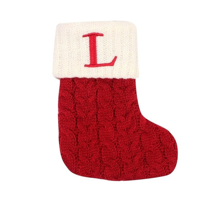 Meia de decoração de arvore de natal Letra L