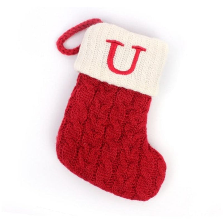 Meia de decoração de arvore de natal Letra U