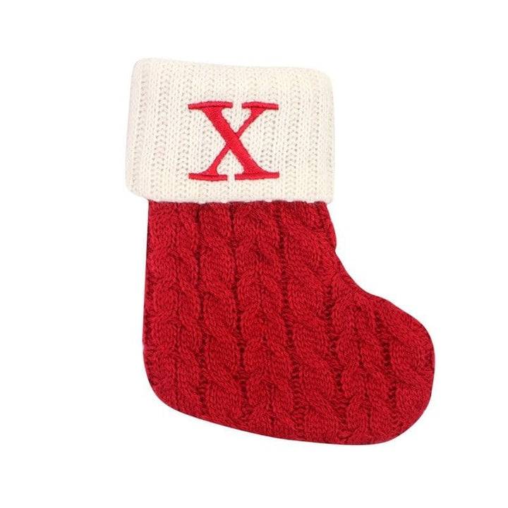 Meia de decoração de arvore de natal Letra X
