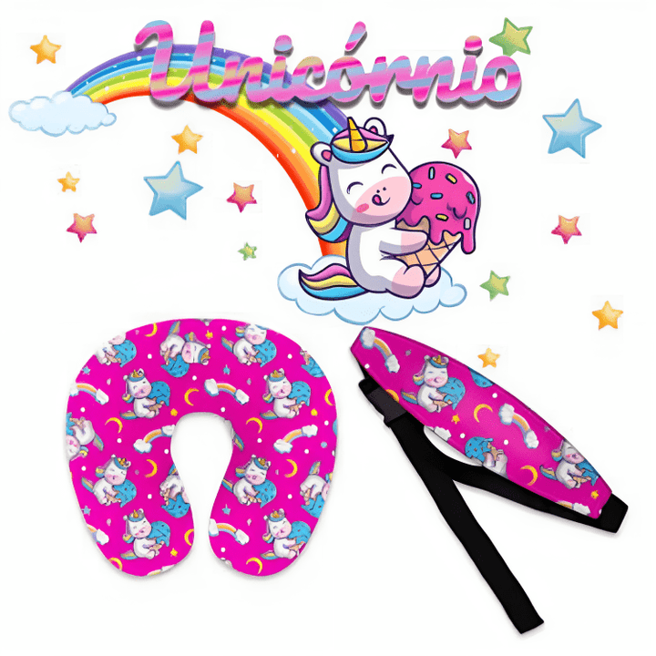 kit de proteção de cabeça e pescoço na cadeirinha de bebe do unicornio pink