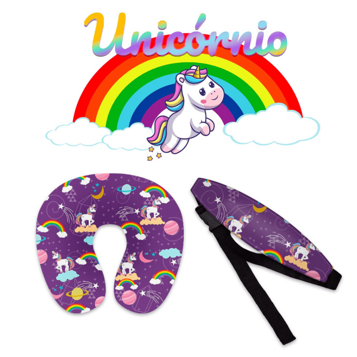 kit de proteção de cabeça e pescoço na cadeirinha de bebe do unicornio roxo