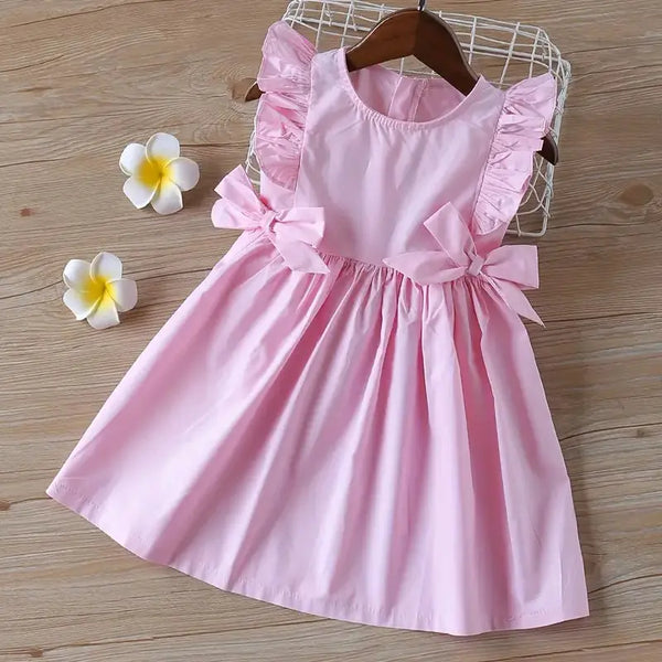 Vestido-Infantil-Rosa-de-Verão-de-Regatinha-Bordada-Esther-Vitrine-Plaza