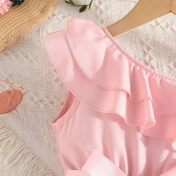 Vestido-Infantil-de-festa-tule-Rosa-para-meninas-um-ombro-só-Vitrine-Plaza