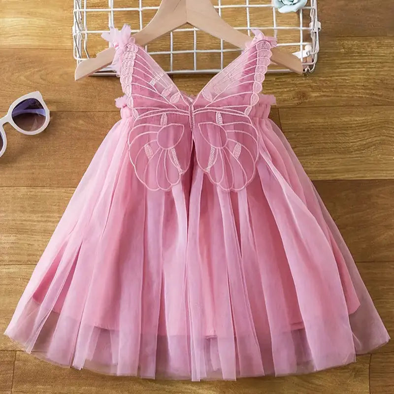 Vestido-de-Princesa-infantil-Rosa-de-Tule-Taina-com-borboleta-Vitrine-Plaza