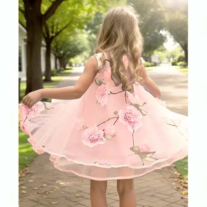 Vestido-de-Tule-Infantil-Rosa-para-o-verão-florido-Jasmin-Vitrine-Plaza