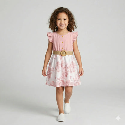 Vestido-infantil-LIVIA-rosa-com-cinto-Vitrine-Plaza