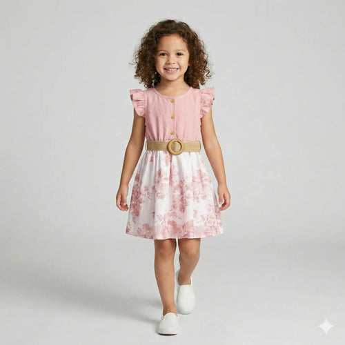 Vestido-infantil-LIVIA-rosa-com-cinto-Vitrine-Plaza