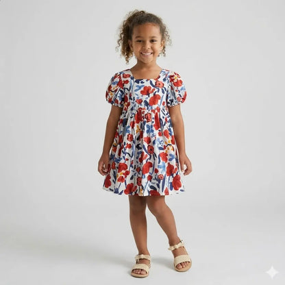 Vestido-infantil-melina-florido-marrom-de-verão-Vitrine-Plaza