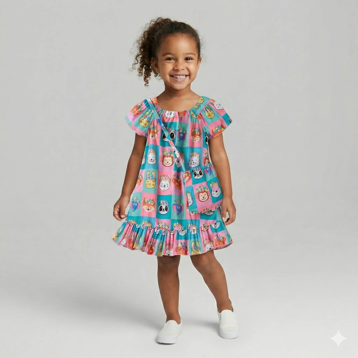 Vestido-infantil-rosa-de-verao-bolsinha-animais-Vitrine-Plaza