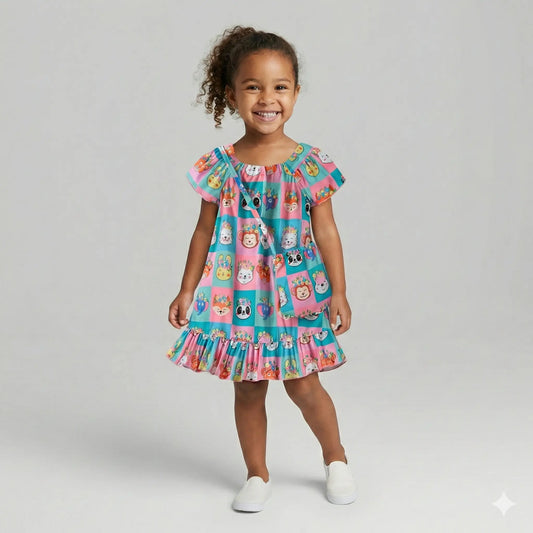 Vestido-infantil-rosa-de-verao-bolsinha-animais-Vitrine-Plaza