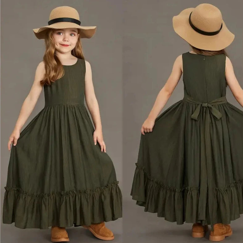 Vestido-longo-Infantil-Lorena-verde-para-meninas-Vitrine-Plaza