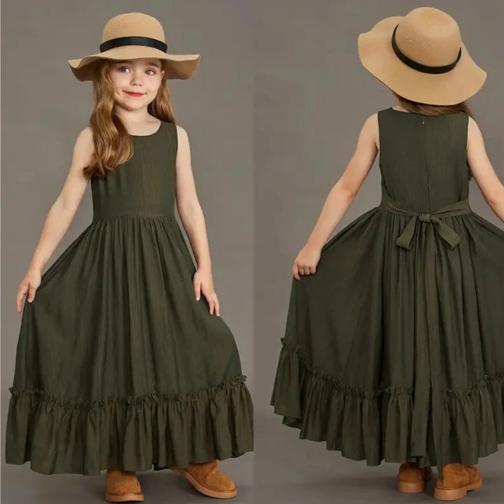 Vestido-longo-Infantil-Lorena-verde-para-meninas-Vitrine-Plaza